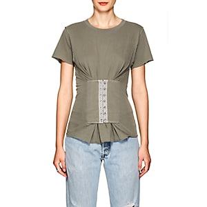 Nsf Women's Jorji Corset-detailed Cotton T-shirt-gray
