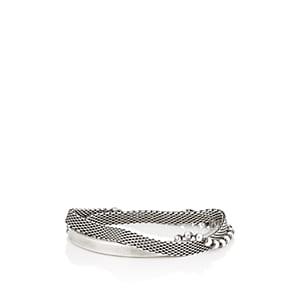 Title Of Work Men's Mixed-chain Half-cuff Wrap Bracelet - Silver