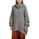 Givenchy Women's Alpaca-wool Oversized Turtleneck Sweater - Gray