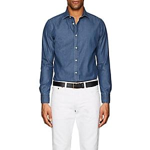 Bolzonella 1934 Men's Cotton Chambray Shirt-dk. Blue