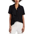 Lanvin Women's Ruffle Tech-satin Short-sleeve Blouse - Black