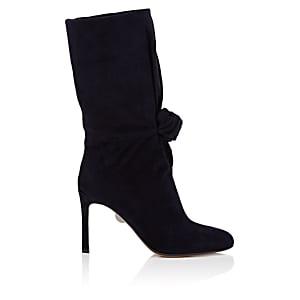 Samuele Failli Women's Betsy Knotted Suede Mid-calf Boots-navy