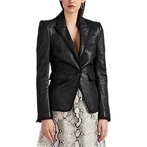 L'agence Women's Paulie Leather Blazer Jacket - Black