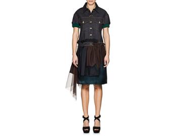 Kolor/beacon Women's Mixed-media Denim Short-sleeve Dress