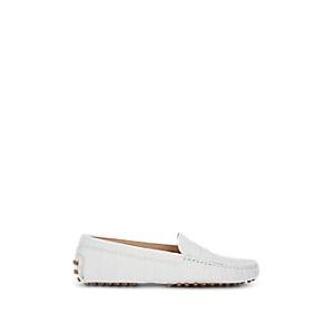 Tod's Women's Crocodile-stamped Leather Penny Drivers - White
