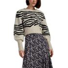 Les Coyotes De Paris Women's Flo Zebra-pattern Jacquard-knit Sweater - Cream