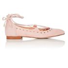 Barneys New York Women's Perforated Suede Lace-up Flats - Rose