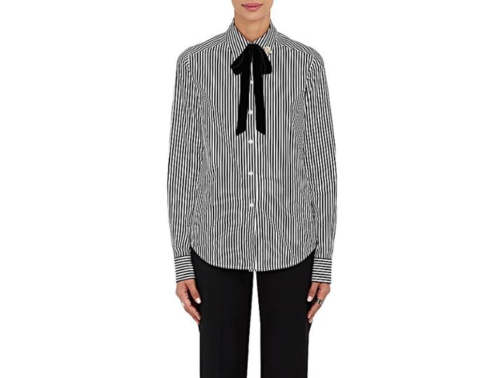Marc Jacobs Women's Striped Cotton Tieneck Shirt