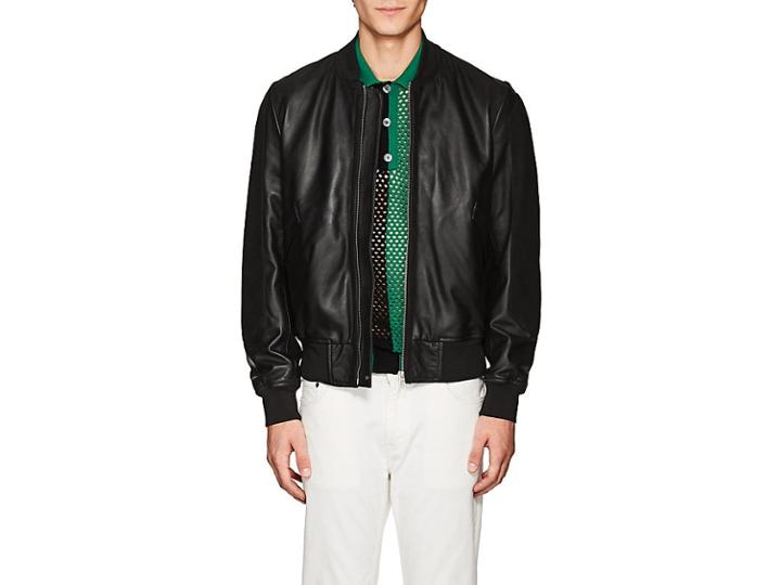 Ps By Paul Smith Men's Suede-trimmed Leather Bomber Jacket