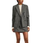 Helmut Lang Women's Checked Wool Double-breasted Blazer - Gray