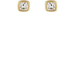 Tate Union Women's Cushion-cut White Diamond Stud Earrings-gold