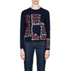 Valentino Women's Logo-puzzle Wool-cashmere Sweater - Blue