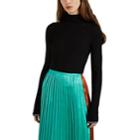 Plan C Women's Contrast-tipped Wool Turtleneck Sweater - Black