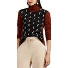 Chlo Women's Studded Horse Jacquard Wool Turtleneck Sweater - Wine