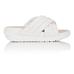 Fitflop Limited Edition Women's Quilted Leather Slide Sandals-white
