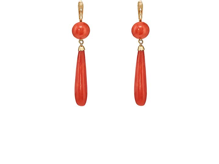 Stephanie Windsor Antiques Women's Victorian Coral Double-drop Earrings