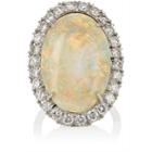 Stephanie Windsor Antiques Women's Opal & Diamond Ring-silver