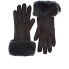 Barneys New York Women's Fur-trimmed Nappa Leather Gloves-gray
