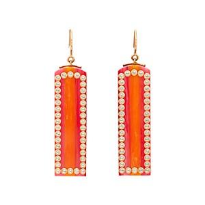 Mark Davis Women's Bakelite & White Topaz Drop Earrings-orange