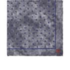 Isaia Men's Circle-print Silk Pocket Square - Gray