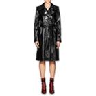 Helmut Lang Women's Wrinkled Patent Leather Trench Coat-blk