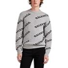 Balenciaga Men's Logo-jacquard Wool-blend Oversized Sweater - Light Gray