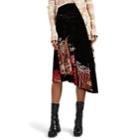 Paco Rabanne Women's Garden-pattern Velvet Midi-skirt - Black Pat.