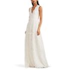 Sophia Kah Women's Corseted Floral Lace Gown - White