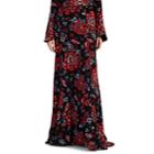 Rebecca De Ravenel Women's Floral Silk Maxi Skirt - Black Pat.