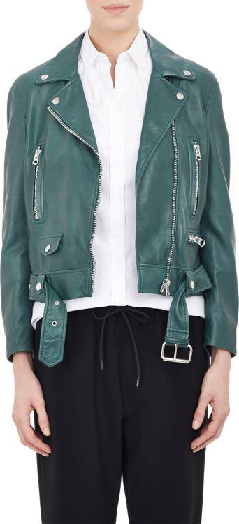 Acne Studios Lambskin Moto Jacket-green