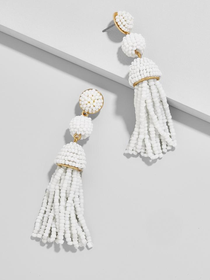 BaubleBar Mini Granita Tassel Earrings-White