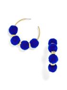 BaubleBar Havana Pom Pom Earrings-Cobalt Blue