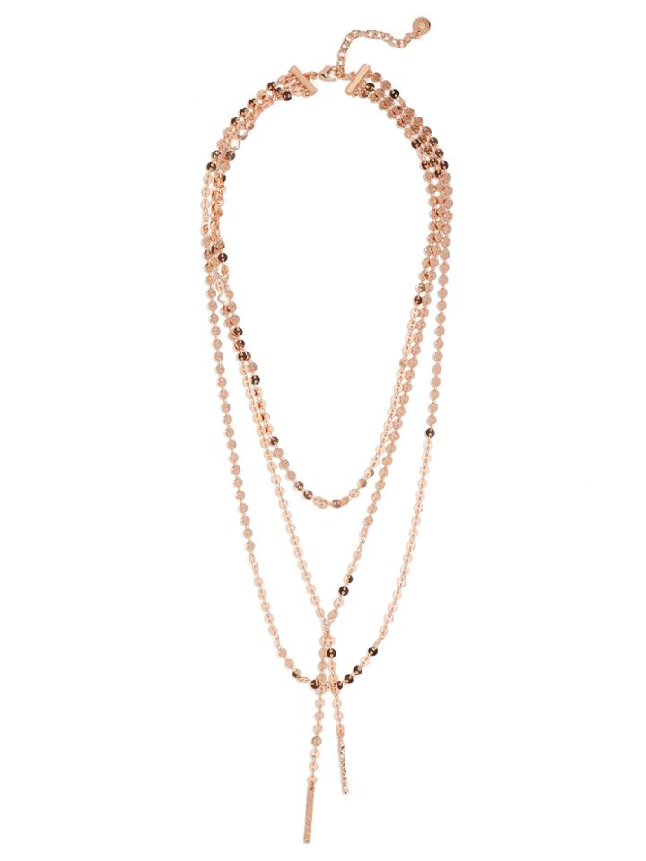 BaubleBar Amber Layered Y-Chain Necklace-Rose Gold