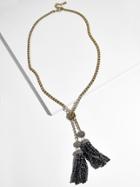 BaubleBar Tinsley Tassel Lariat Necklace-Black