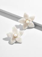 BaubleBar Mini Amariella Flower Stud Resin Earrings-Ivory