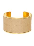 BaubleBar Gilded Leather Cuff-Gold/Gold
