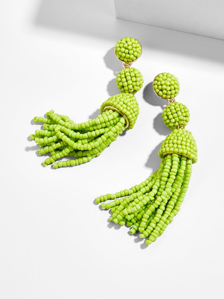 BaubleBar Mini Granita Tassel Earrings-Lime Green