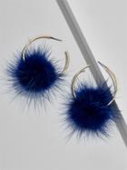 BaubleBar Fifi Pom Pom Hoop Earrings-Blue
