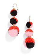 BaubleBar Multi Pom Pom Crispin Ball Drop Earrings-Coral/Pink/Black