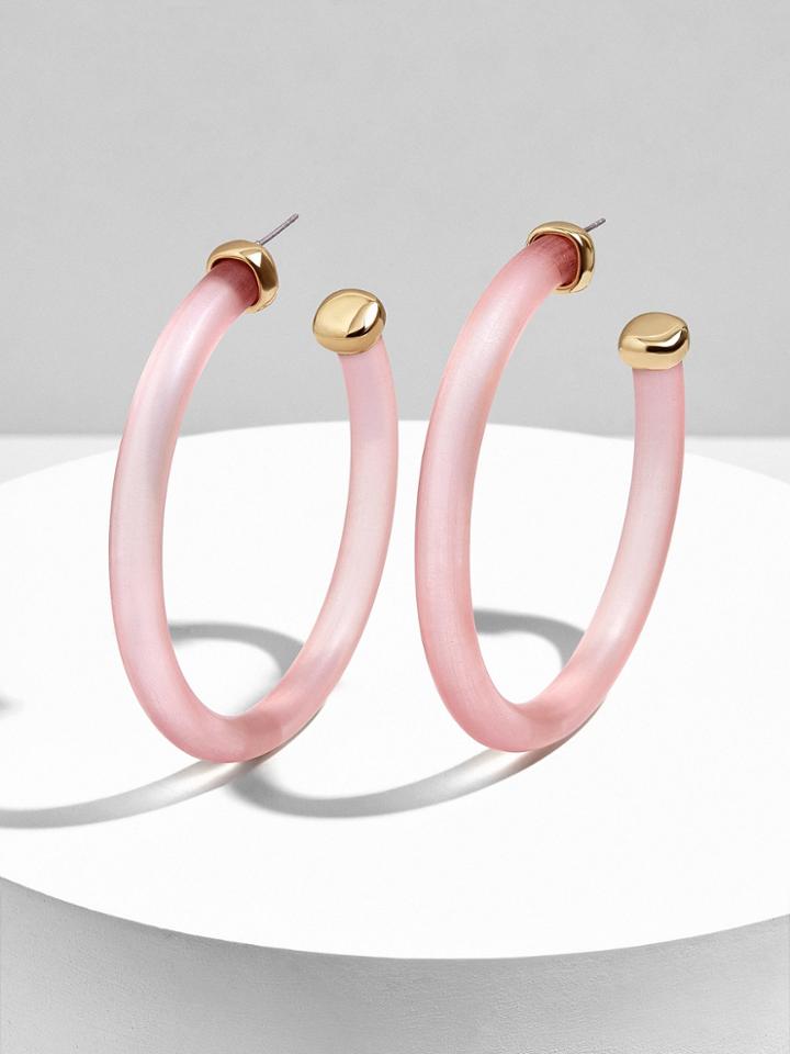 BaubleBar Leia Resin Hoop Earrings-Pink