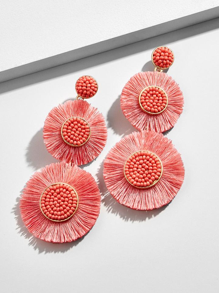 BaubleBar Mariette Fringe Drop Earrings-Rose Peach