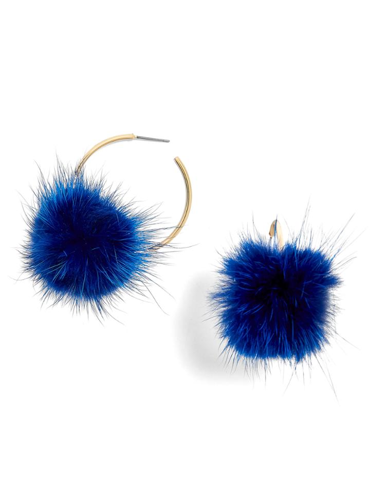 BaubleBar Fifi Pom Pom Earrings-Blue