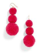 BaubleBar Pom Pom Crispin Ball Drop Earrings-Hot Pink