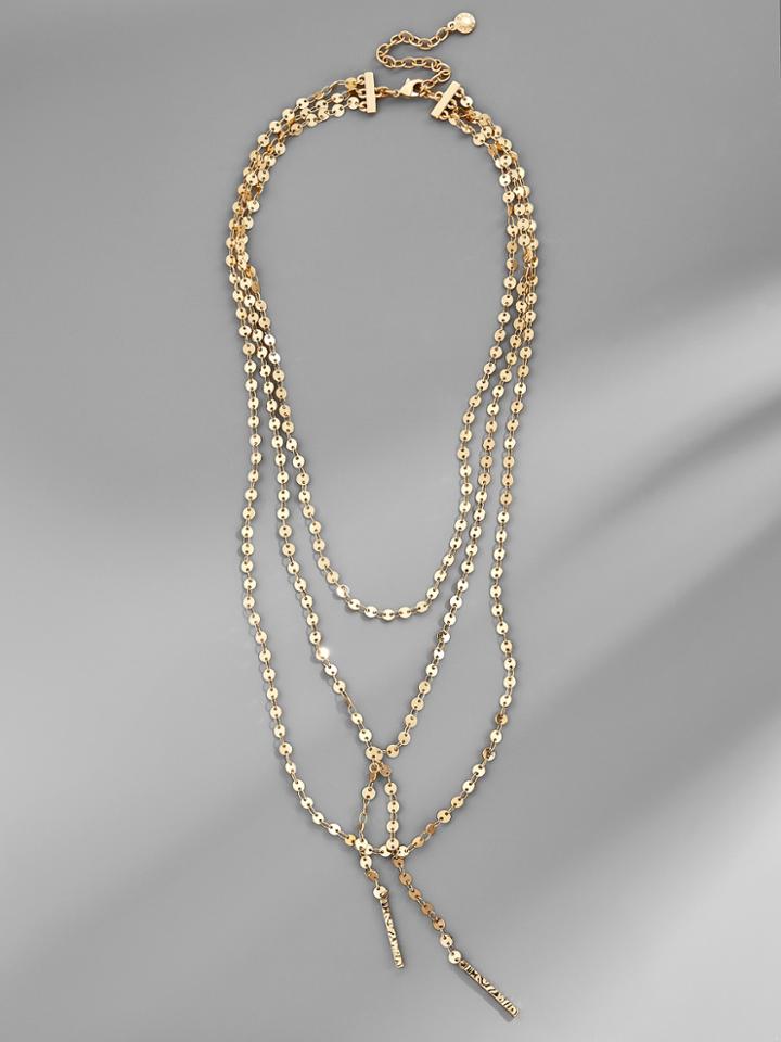 BaubleBar Amber Layered Y-Chain Necklace-Gold