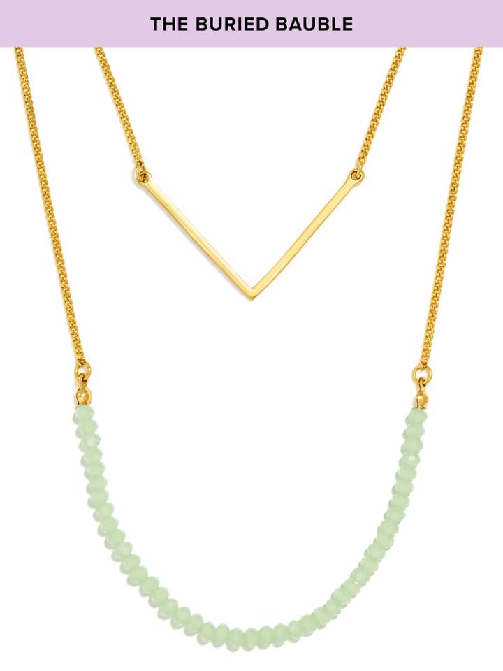 BaubleBar Sea Bead Layered Necklace-Mint