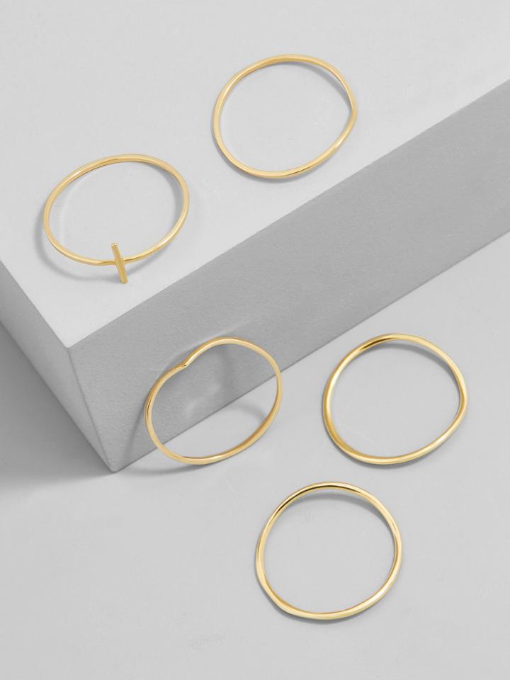BaubleBar Quintet 18K Gold Plated Ring Set-Size 7