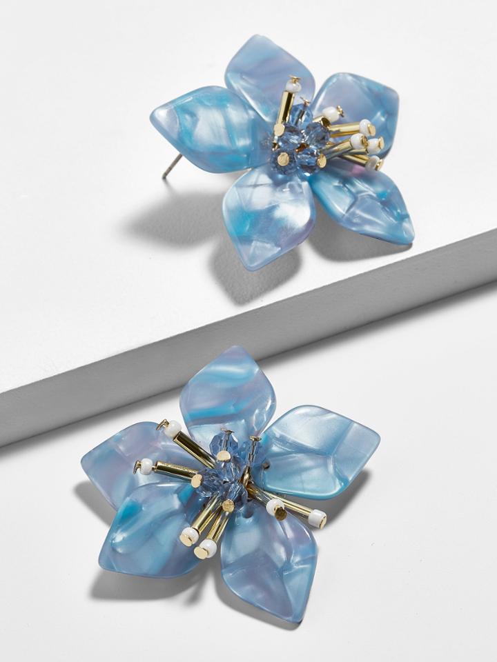 BaubleBar Amarise Flower Resin Stud Earrings-Light Blue