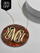 BaubleBar Extra Large Acrylic Script Etched Pendant Necklace