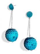 BaubleBar Sequin Ball Drop Earrings-Mermaid Blue