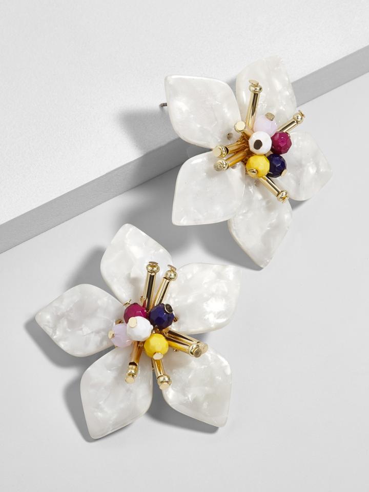 BaubleBar Amarise Flower Resin Stud Earrings-White